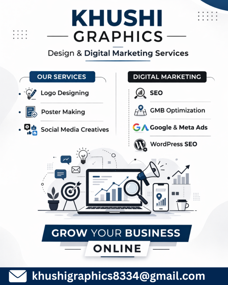 Khushi Graphics in Ambala serving poster making , logo designing and social media creatives services .